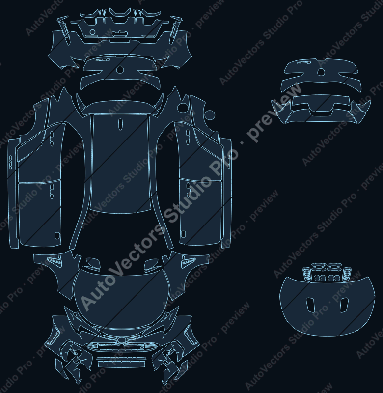 Toyota GR Corolla GZEA14H 2025 hatchback precut PPF pattern – watermarked preview from the cutting software