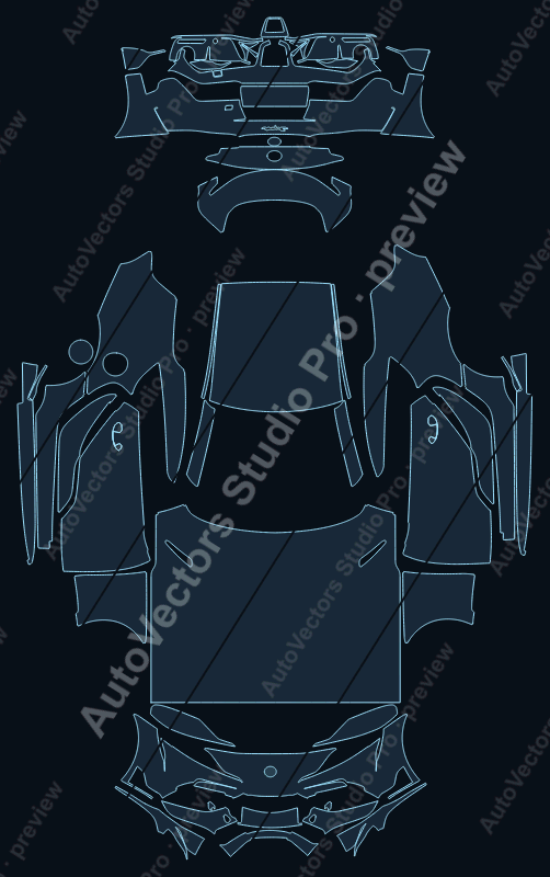 Toyota GR Supra A90 2020 coupe precut PPF pattern – watermarked preview from the cutting software