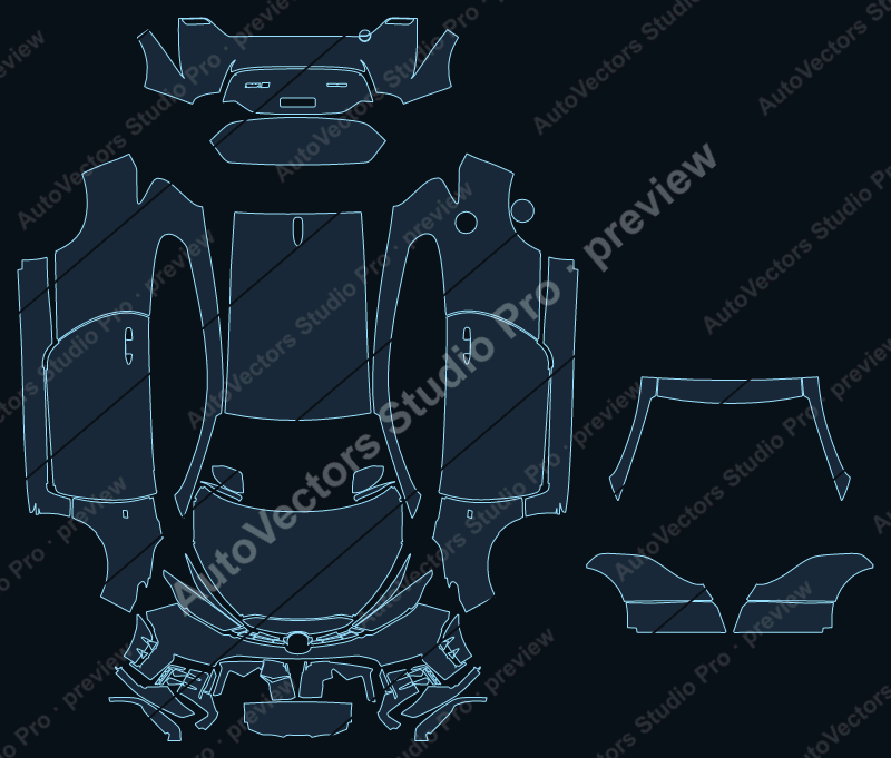 Toyota GR Yaris XP21 2024 hatchback precut PPF pattern – watermarked preview from the cutting software