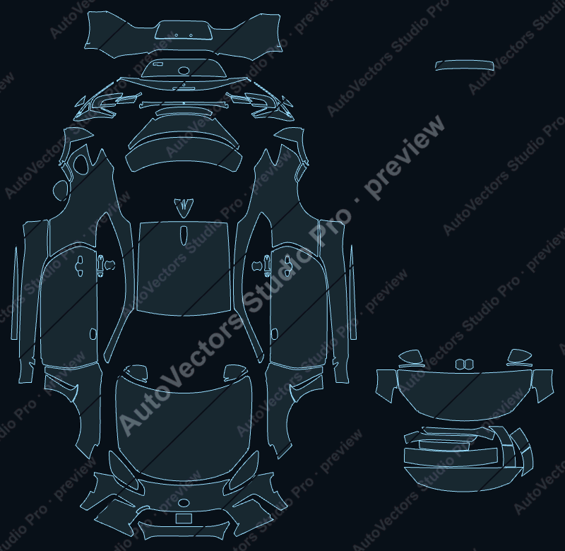 Toyota GR86 ZN8 Base 2022 coupe precut PPF pattern – watermarked preview from the cutting software