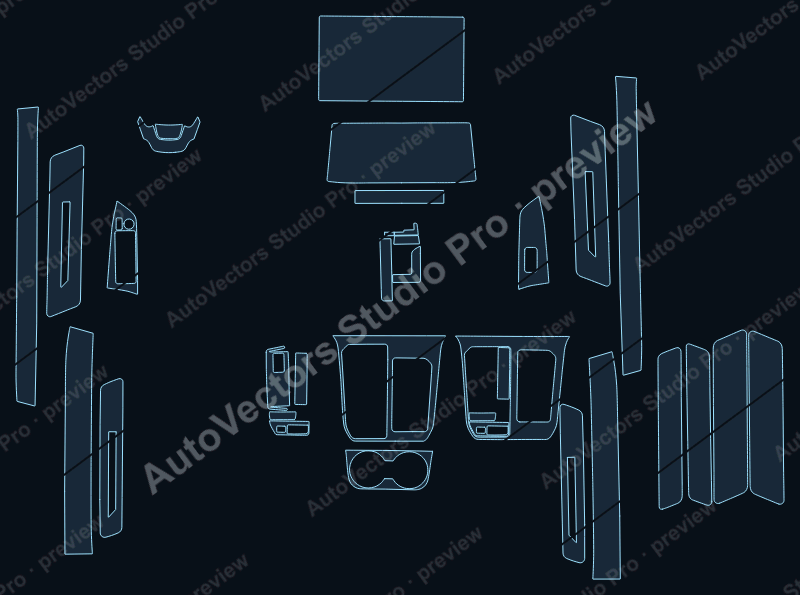 Toyota Greyvia 2026 precut interior protection film pattern – watermarked preview from the cutting software