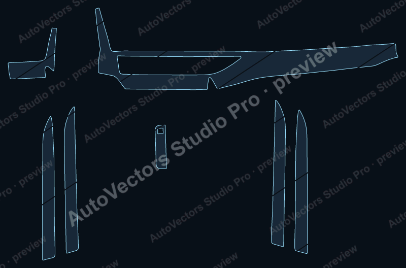 Toyota Highlander Base 2015 precut interior protection film pattern – watermarked preview from the cutting software
