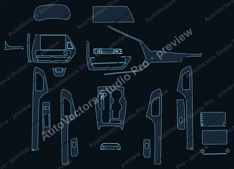 Toyota Highlander Base 2022 precut interior protection film pattern – watermarked preview from the cutting software