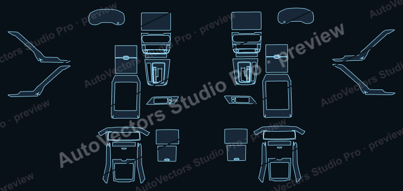 Toyota iNNOVA 2025 precut interior protection film pattern – watermarked preview from the cutting software
