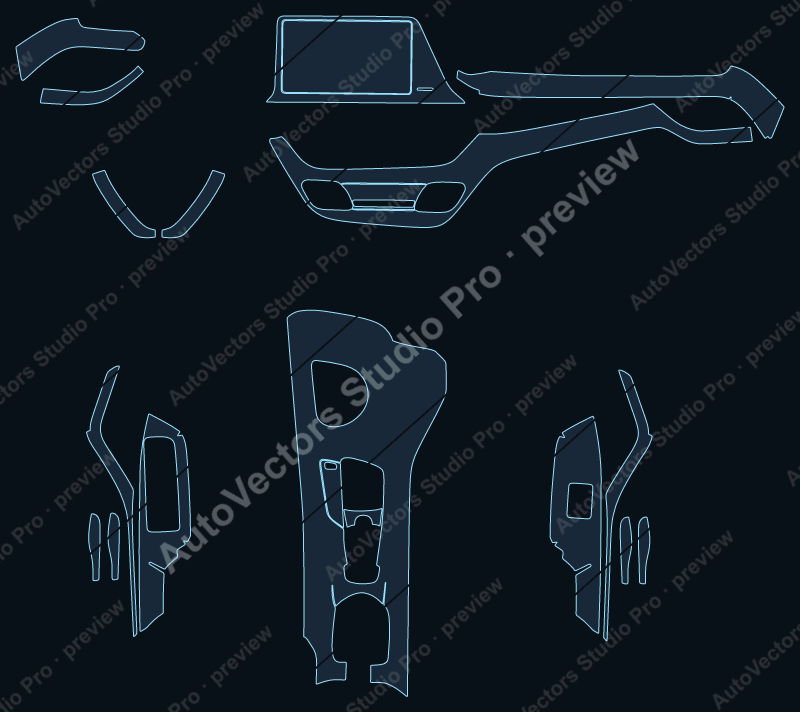 Toyota Izoa Base 2018 precut interior protection film pattern – watermarked preview from the cutting software