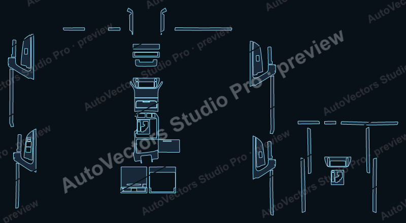 Toyota Land Cruiser Base 2016 precut interior protection film pattern – watermarked preview from the cutting software