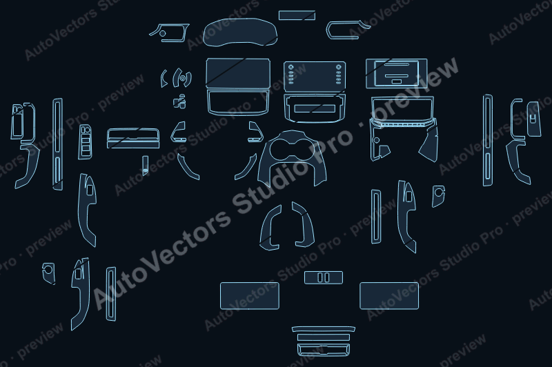 Toyota Land Cruiser Base 2022 precut interior protection film pattern – watermarked preview from the cutting software