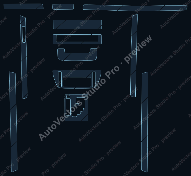 Toyota Land Cruiser Base V2 2016 precut interior protection film pattern – watermarked preview from the cutting software