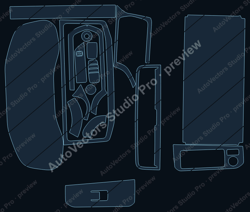 Toyota Land Cruiser VXR LC300 2022 precut interior protection film pattern – watermarked preview from the cutting software