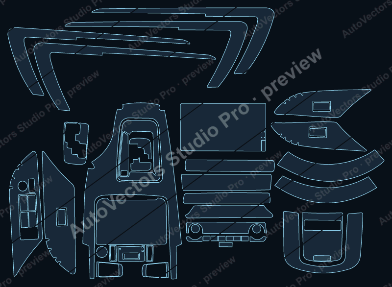 Toyota Legender 2022 precut interior protection film pattern – watermarked preview from the cutting software