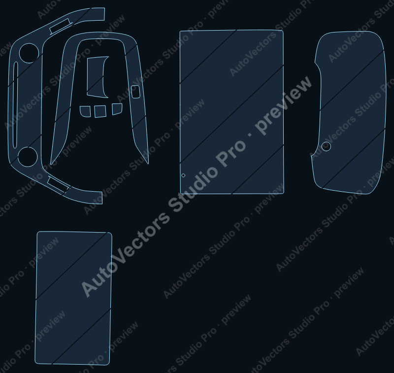 Toyota Levin 2019 precut interior protection film pattern – watermarked preview from the cutting software