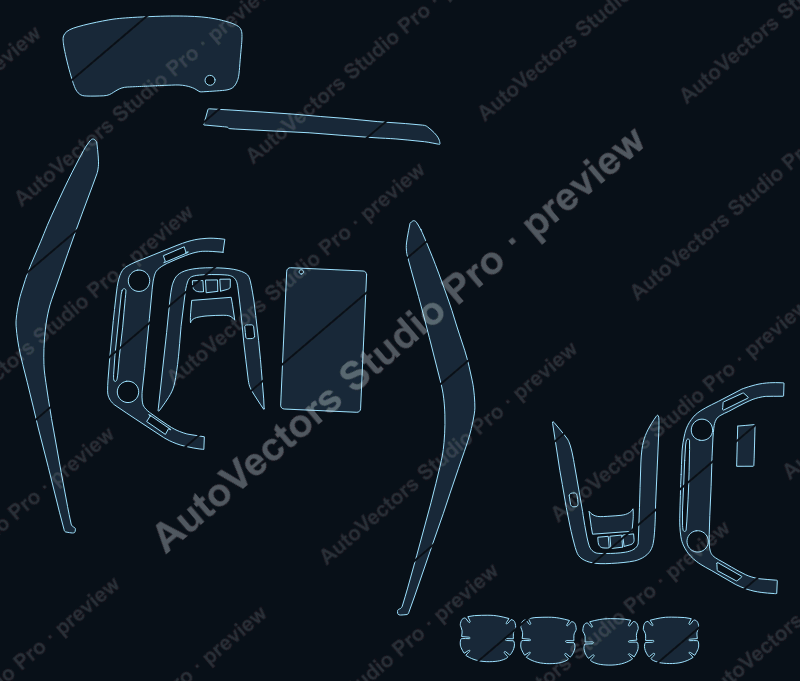 Toyota Levin 2021 precut interior protection film pattern – watermarked preview from the cutting software