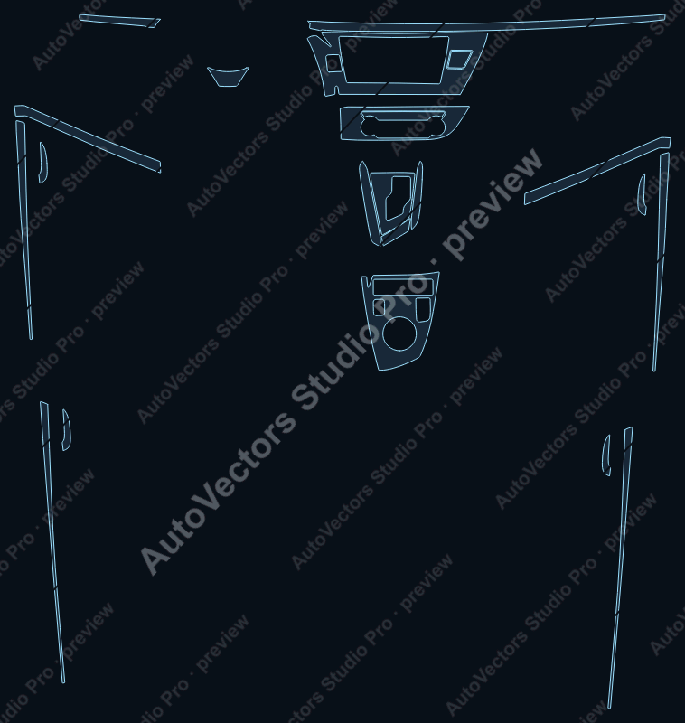 Toyota Levin Base 2014 precut interior protection film pattern – watermarked preview from the cutting software