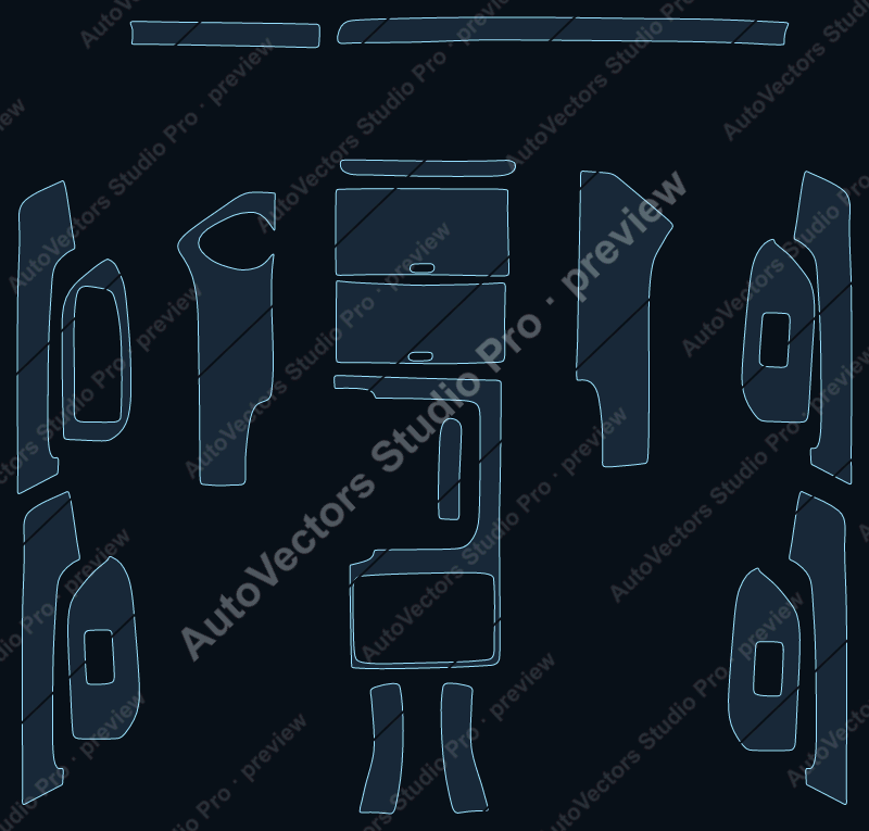 Toyota Prado Base 2014 precut interior protection film pattern – watermarked preview from the cutting software