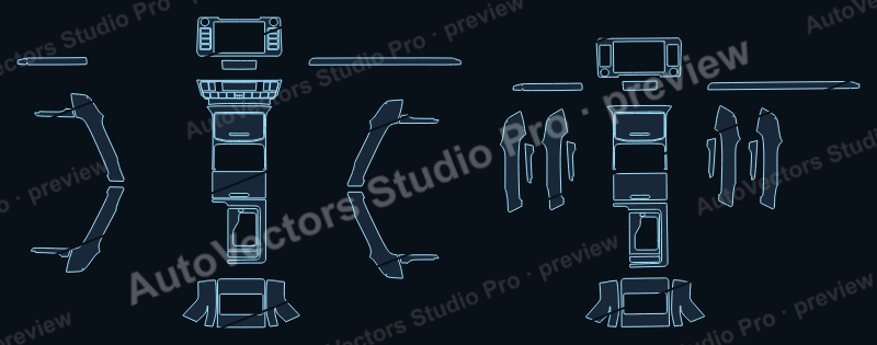 Toyota Prado Base 2018 precut interior protection film pattern – watermarked preview from the cutting software