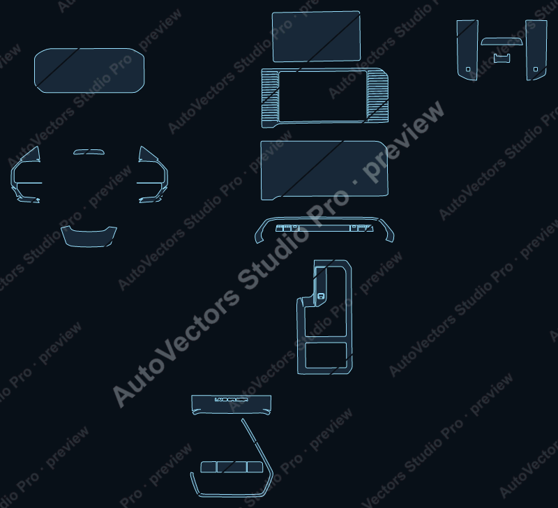 Toyota Prado Base 2024 precut interior protection film pattern – watermarked preview from the cutting software