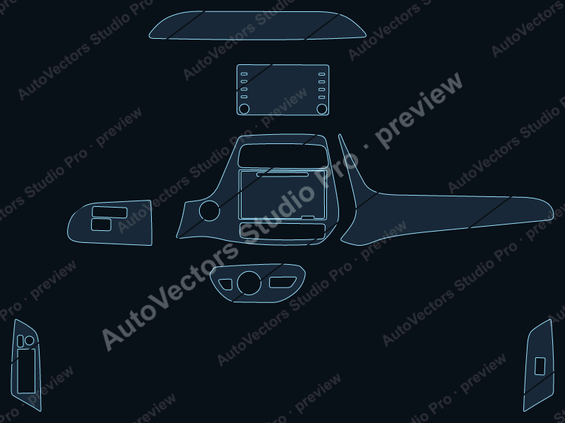Toyota Prius Base 2021 precut interior protection film pattern – watermarked preview from the cutting software