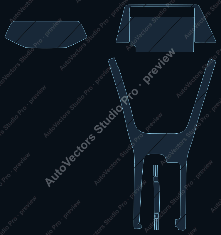 Toyota Prius LE 2023 precut interior protection film pattern – watermarked preview from the cutting software