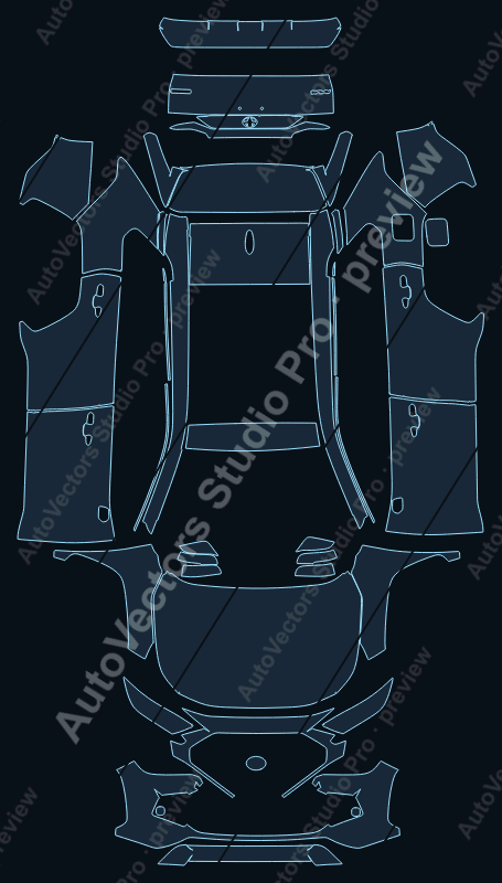 Toyota RAV4 Adventure-TRD Off-Road 2019 precut PPF pattern – watermarked preview from the cutting software