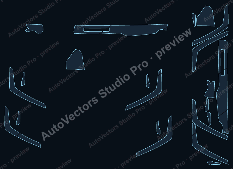 Toyota RAV4 Base 2013 precut interior protection film pattern – watermarked preview from the cutting software