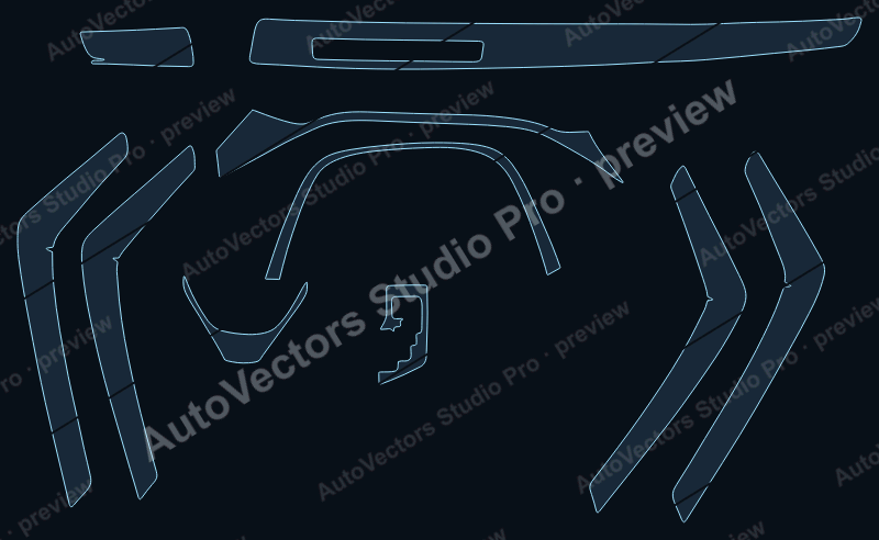 Toyota RAV4 Base 2016 precut interior protection film pattern – watermarked preview from the cutting software