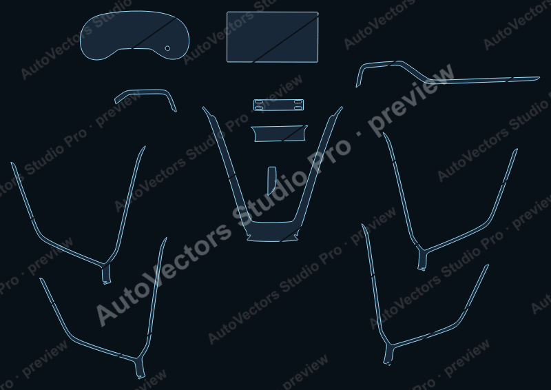 Toyota RAV4 Base 2020 precut interior protection film pattern – watermarked preview from the cutting software