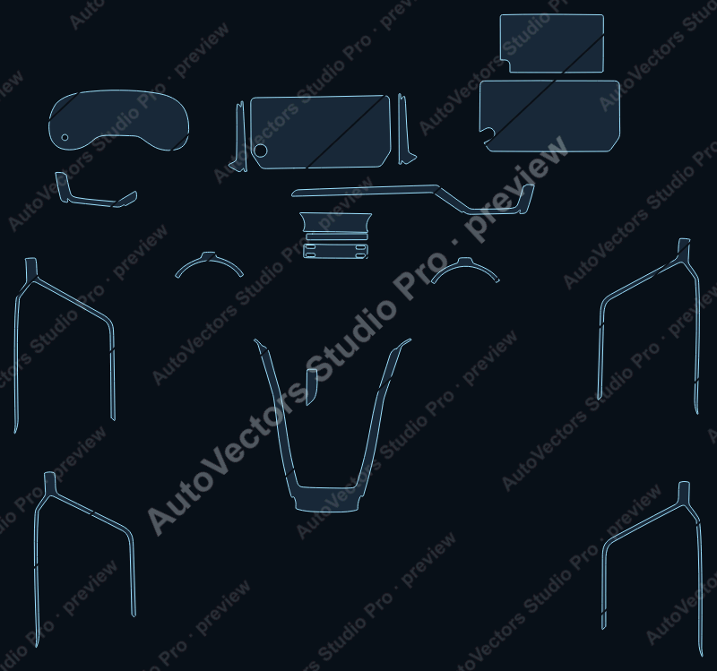 Toyota RAV4 Base 2024 precut interior protection film pattern – watermarked preview from the cutting software