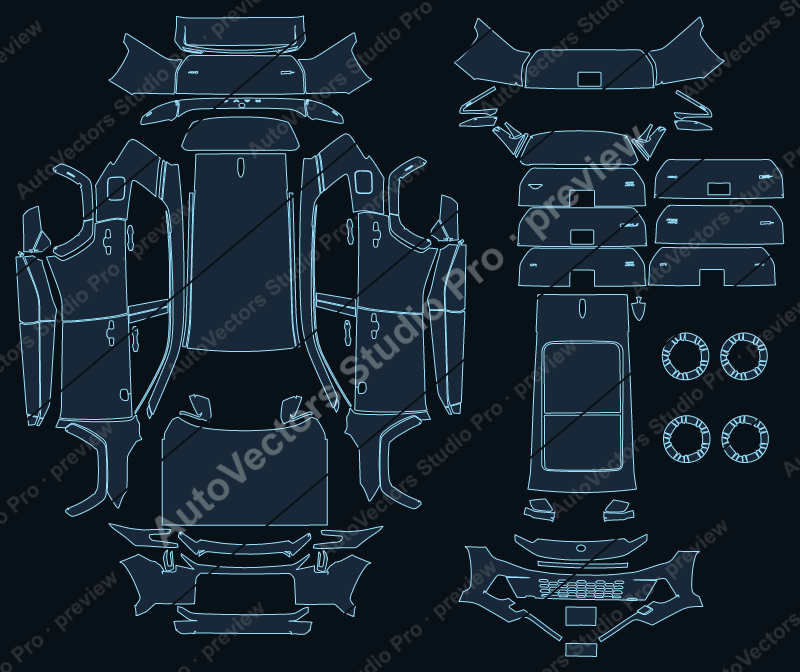 Toyota RAV4 China Version 2026 precut PPF pattern – watermarked preview from the cutting software