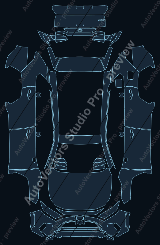Toyota RAV4 Excel- -Icon 2019 precut PPF pattern – watermarked preview from the cutting software