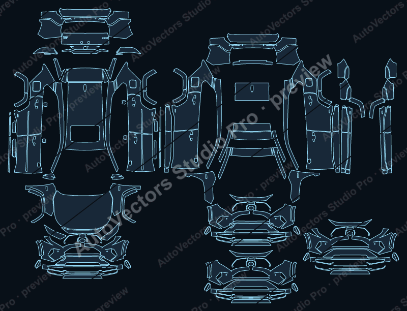 Toyota RAV4 XSE Plug-in Hybrid 2025 precut PPF pattern – watermarked preview from the cutting software
