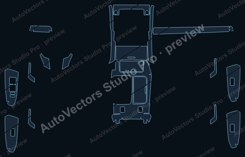 Toyota Reiz Base 2010 precut interior protection film pattern – watermarked preview from the cutting software