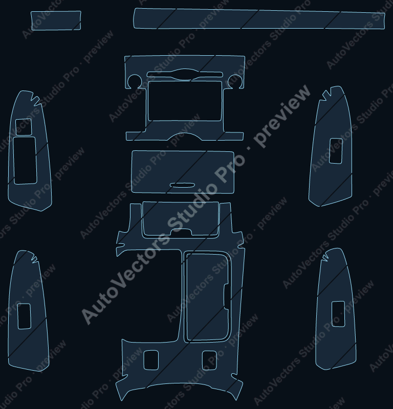 Toyota Reiz Base 2016 precut interior protection film pattern – watermarked preview from the cutting software