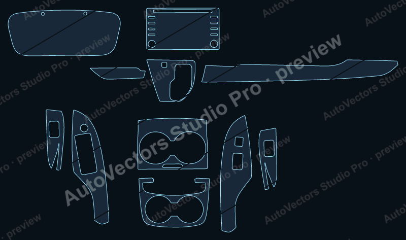 Toyota Serena 2018 precut interior protection film pattern – watermarked preview from the cutting software