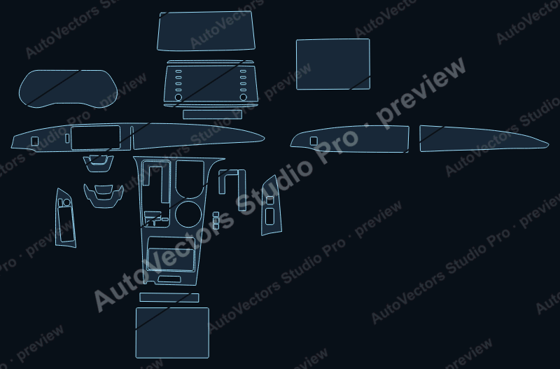 Toyota Serena 2022 precut interior protection film pattern – watermarked preview from the cutting software