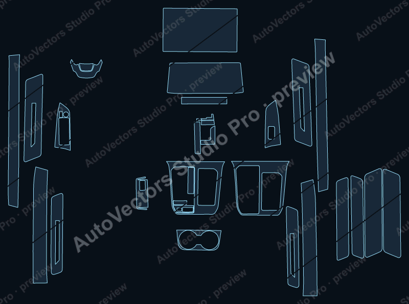 Toyota Serena 2026 precut interior protection film pattern – watermarked preview from the cutting software