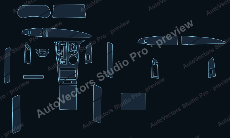 Toyota Sienna Base 2022 precut interior protection film pattern – watermarked preview from the cutting software