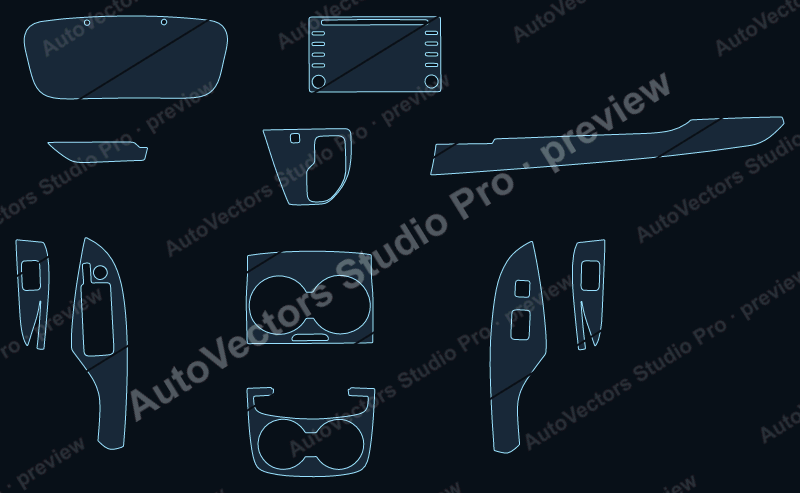 Toyota Sienna Ver1 2018 precut interior protection film pattern – watermarked preview from the cutting software
