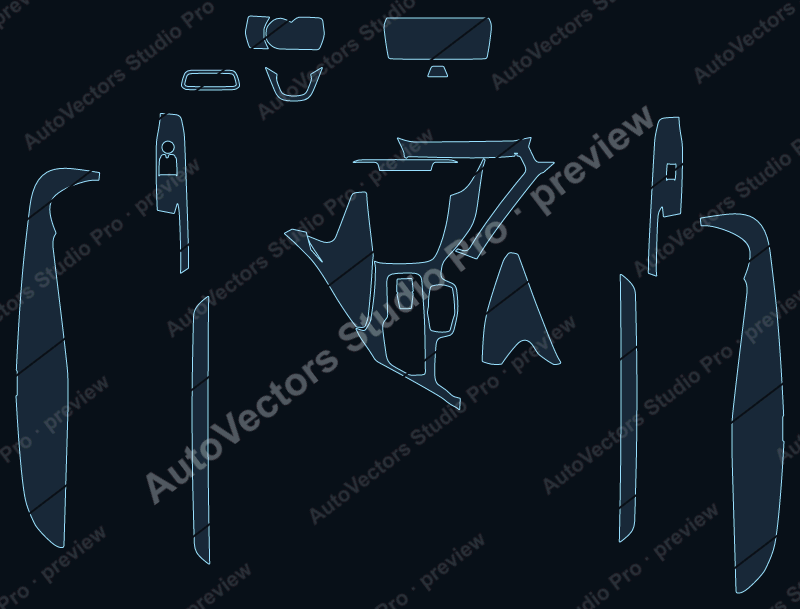 Toyota Supra Base 2021 precut interior protection film pattern – watermarked preview from the cutting software