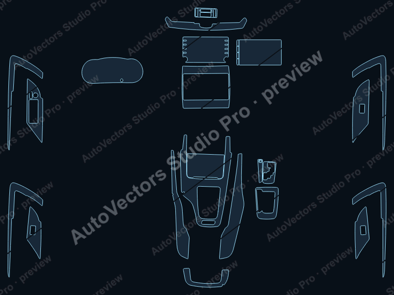 Toyota SW4 GR 2025 precut interior protection film pattern – watermarked preview from the cutting software