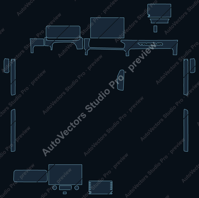 Toyota Tacoma Base 2024 precut interior protection film pattern – watermarked preview from the cutting software