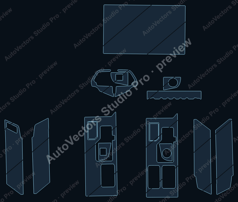 Toyota Tundra Base 2022 precut interior protection film pattern – watermarked preview from the cutting software