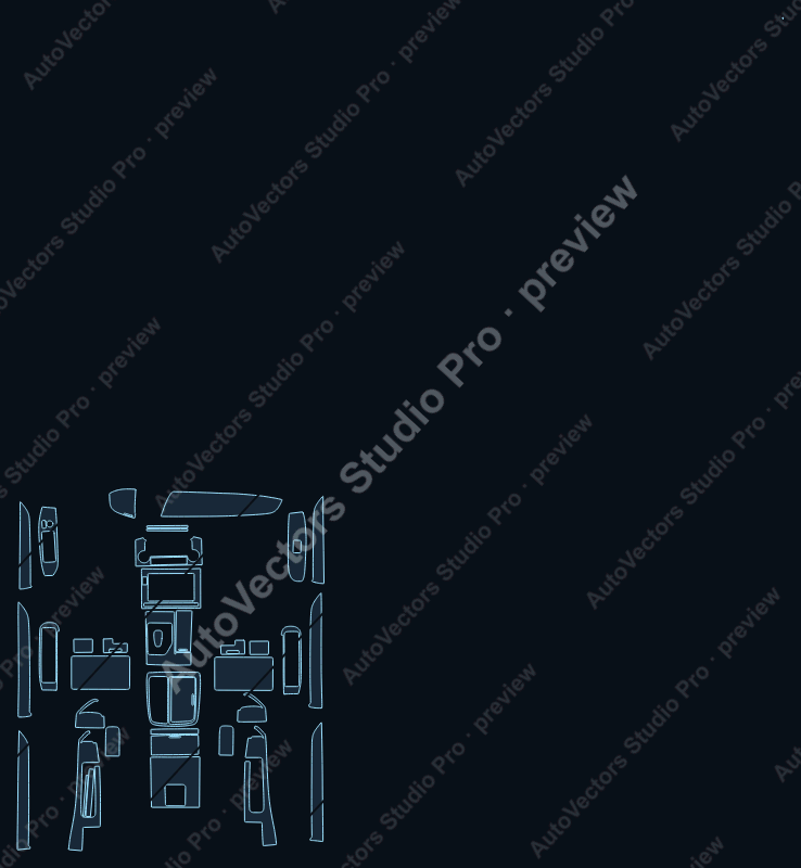Toyota Vellfire 2015 precut interior protection film pattern – watermarked preview from the cutting software