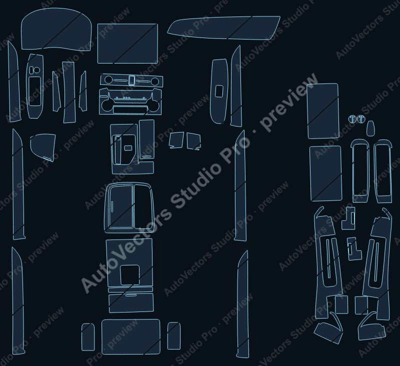 Toyota Vellfire 2020 precut interior protection film pattern – watermarked preview from the cutting software