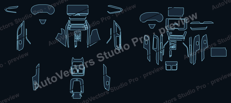 Toyota Venza Base 2022 precut interior protection film pattern – watermarked preview from the cutting software