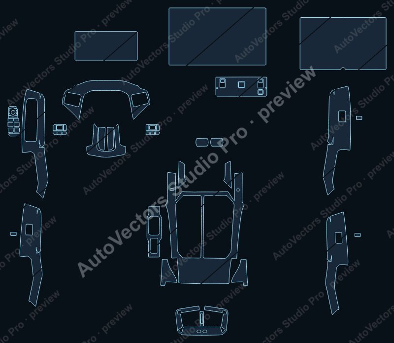 Toyota Wildlander 2026 precut interior protection film pattern – watermarked preview from the cutting software