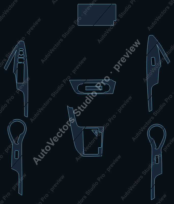 Toyota YariS 2020 precut interior protection film pattern – watermarked preview from the cutting software
