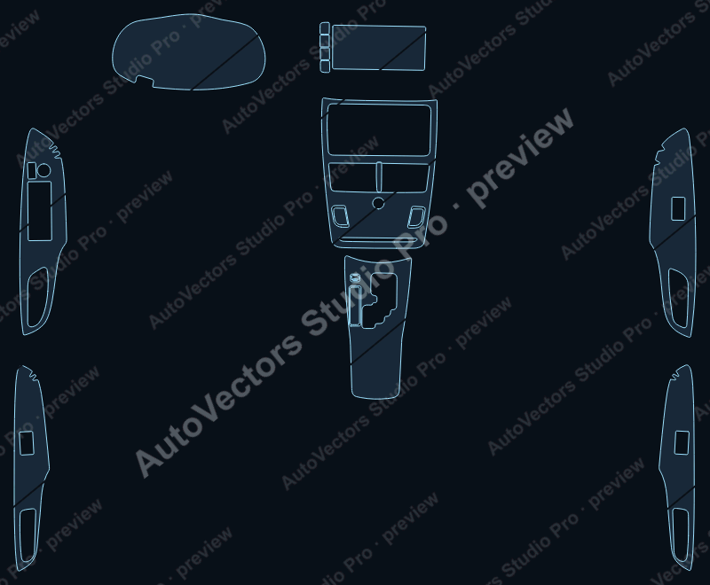 Toyota Yaris Base V2 2022 precut interior protection film pattern – watermarked preview from the cutting software