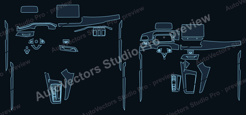 Volkswagen Golf Base 2025 precut interior protection film pattern – watermarked preview from the cutting software