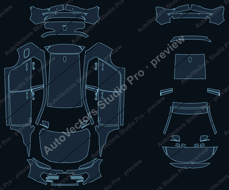 Volkswagen Golf Base MK8.5 2025 hatchback precut PPF pattern – watermarked preview from the cutting software