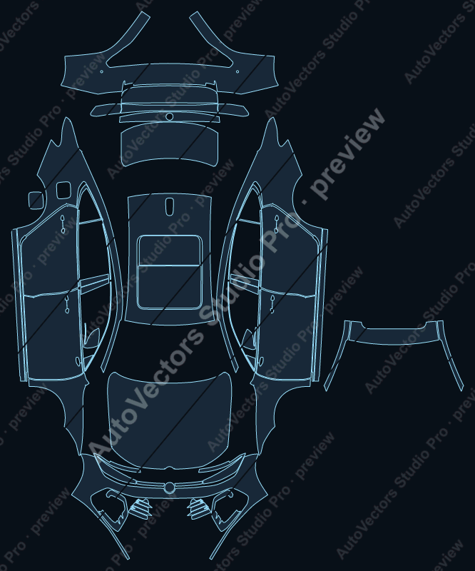 Volkswagen Passat R-Line Pro CH 2024 sedan full kit precut PPF pattern – watermarked preview from the cutting software